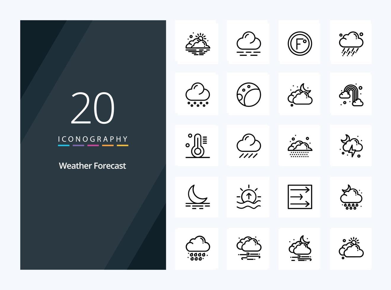 20 icono de contorno meteorológico para presentación vector