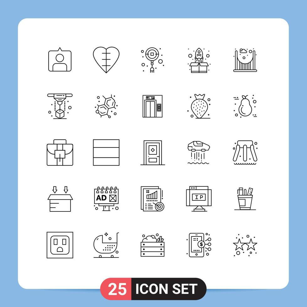 25 Creative Icons Modern Signs and Symbols of passage bridge decoration package start Editable Vector Design Elements