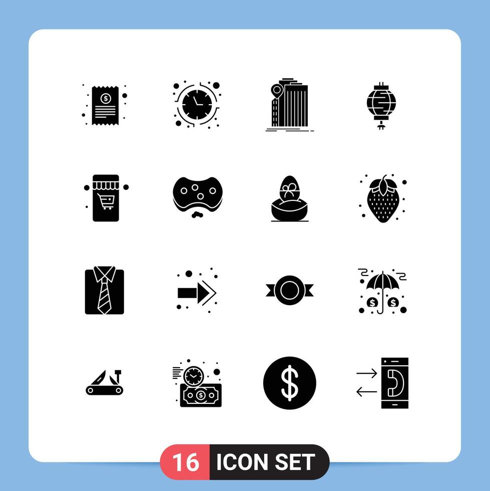 Pictogram Set of 16 Simple Solid Glyphs of online chinese bank china government Editable Vector Design Elements