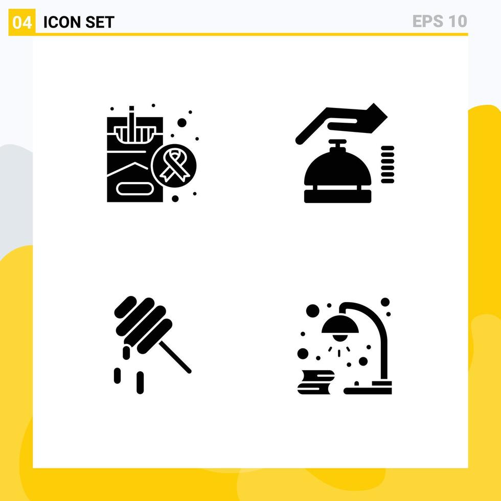 Pictogram Set of 4 Simple Solid Glyphs of cigarette healthy smoking cyber book Editable Vector Design Elements