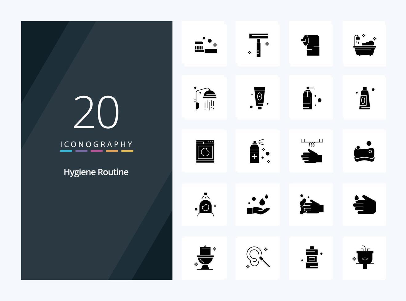 20 Hygiene Routine Solid Glyph icon for presentation vector