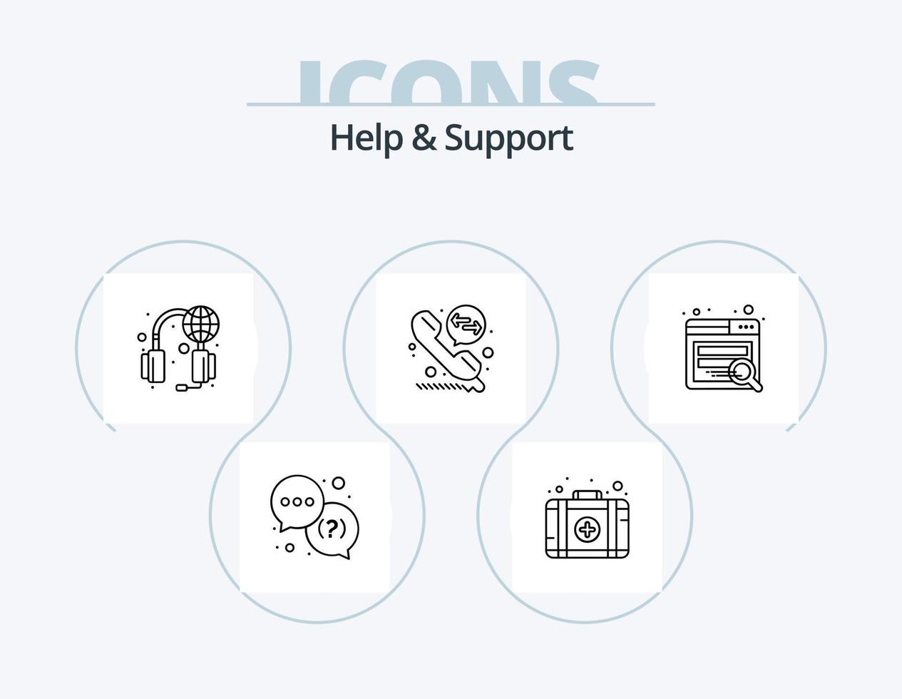 Help And Support Line Icon Pack 5 Icon Design. support. question. information. help. mobile information vector
