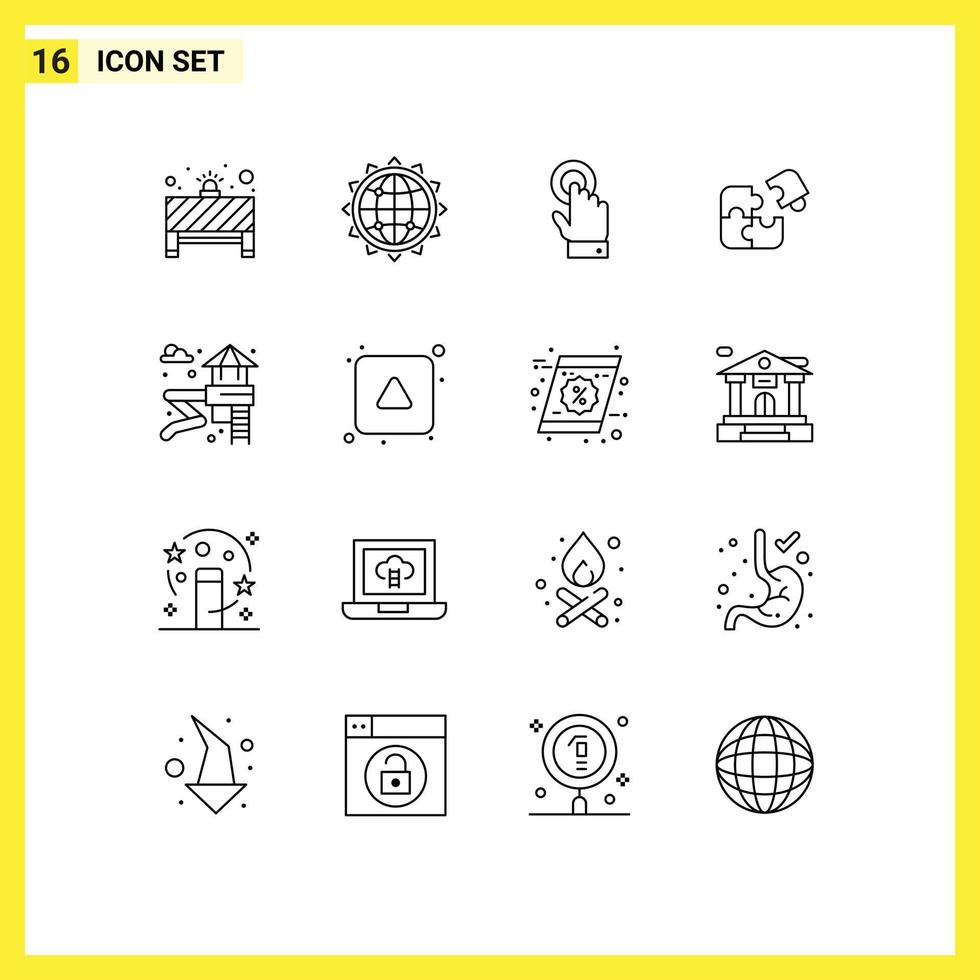 16 Universal Outline Signs Symbols of piece jigsaw optimization business technology Editable Vector Design Elements