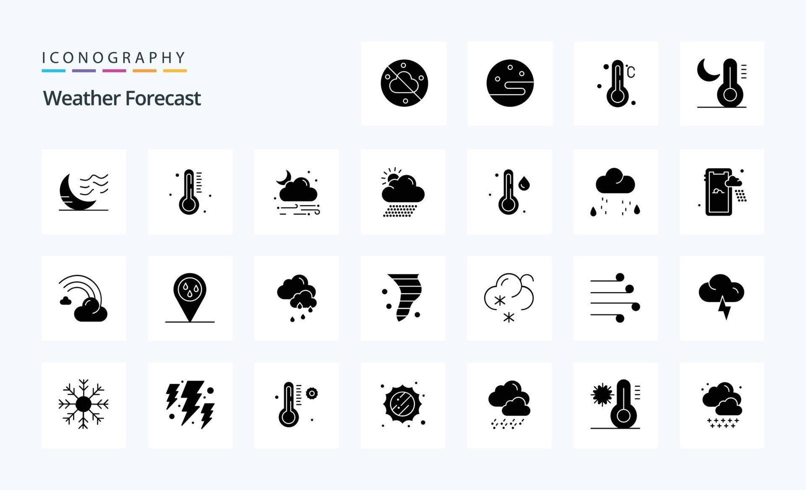 25 Weather Solid Glyph icon pack vector