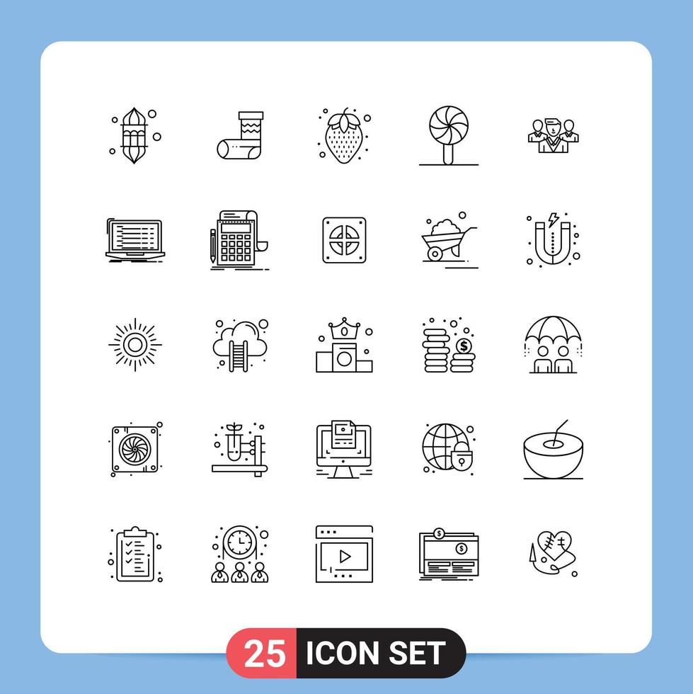 25 Universal Lines Set for Web and Mobile Applications security lollipop gift holiday christmas Editable Vector Design Elements