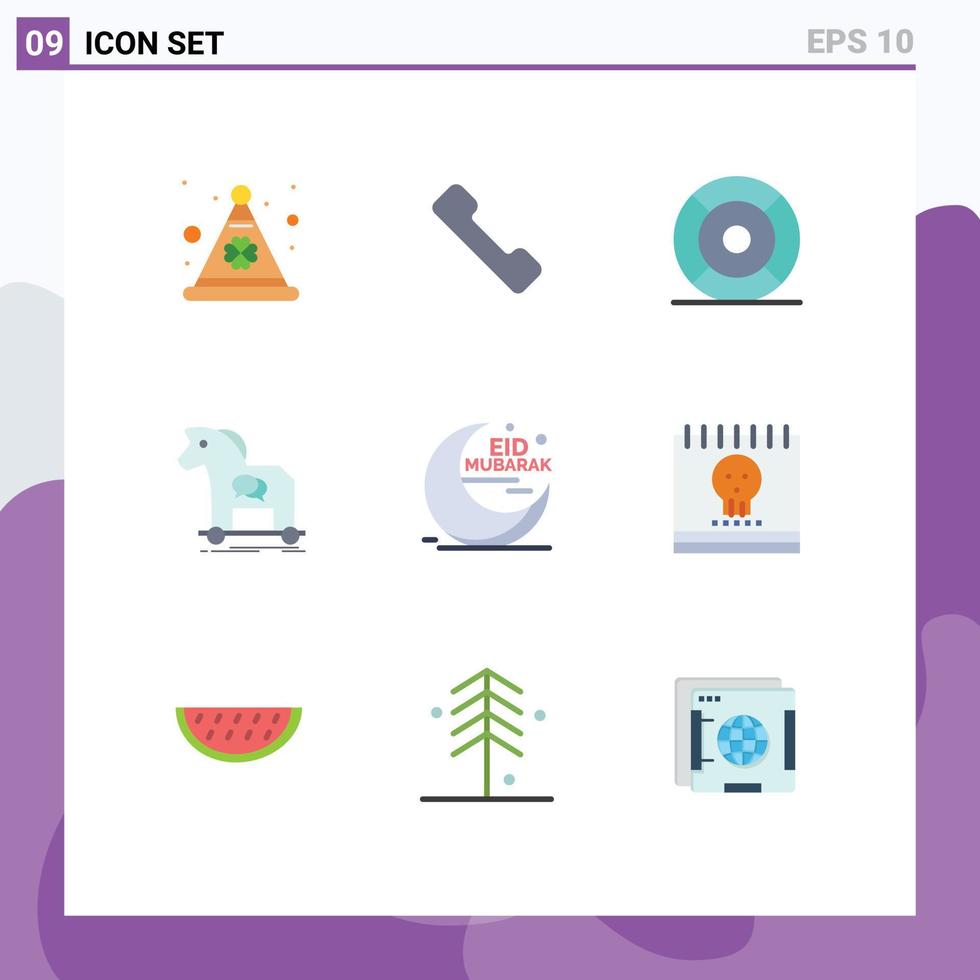 Modern Set of 9 Flat Colors and symbols such as eid trojan essential internet cybercrime Editable Vector Design Elements
