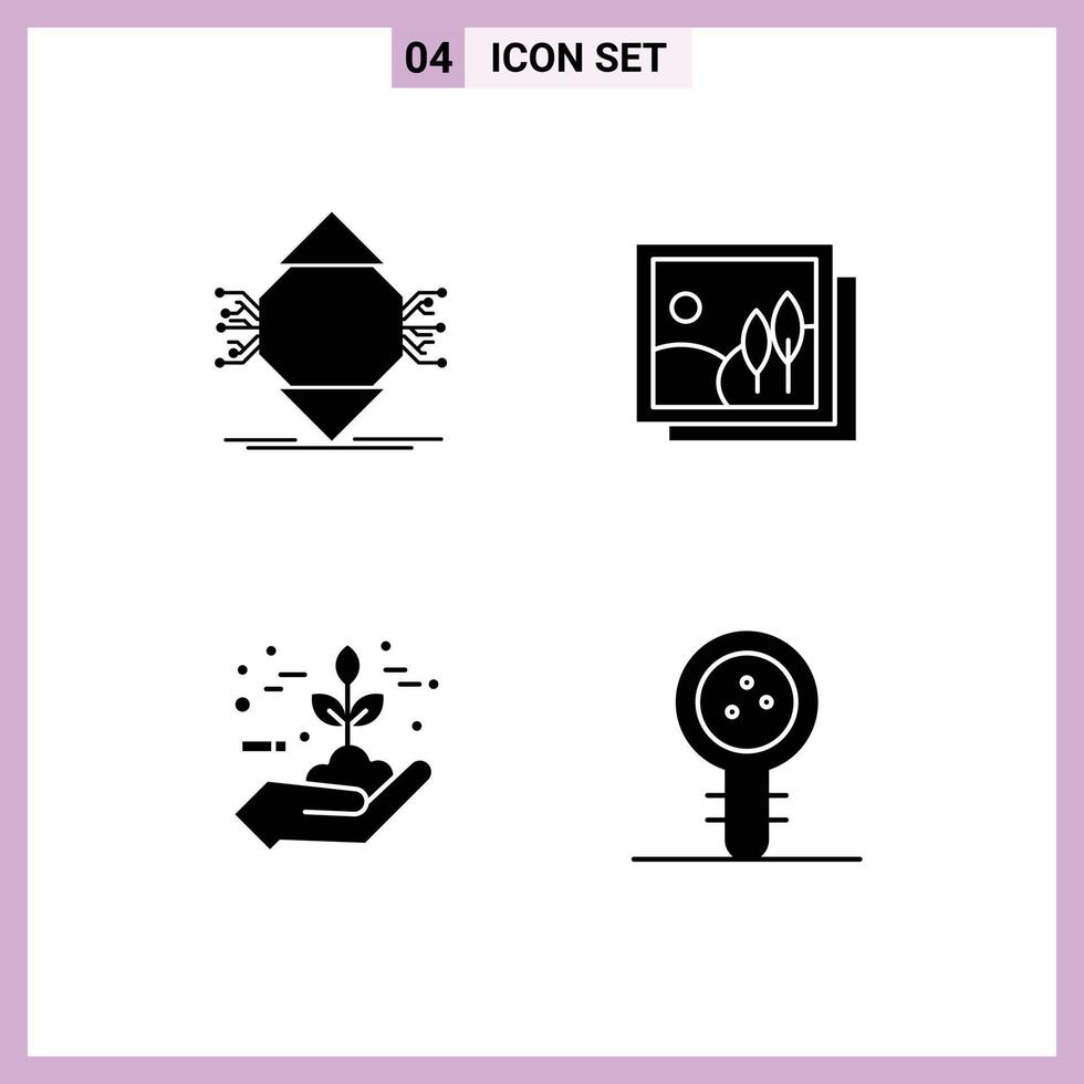 símbolos de iconos universales grupo de 4 glifos sólidos modernos de protección ubicomp galería de computadoras elementos de diseño vectorial editables ecológicos vector