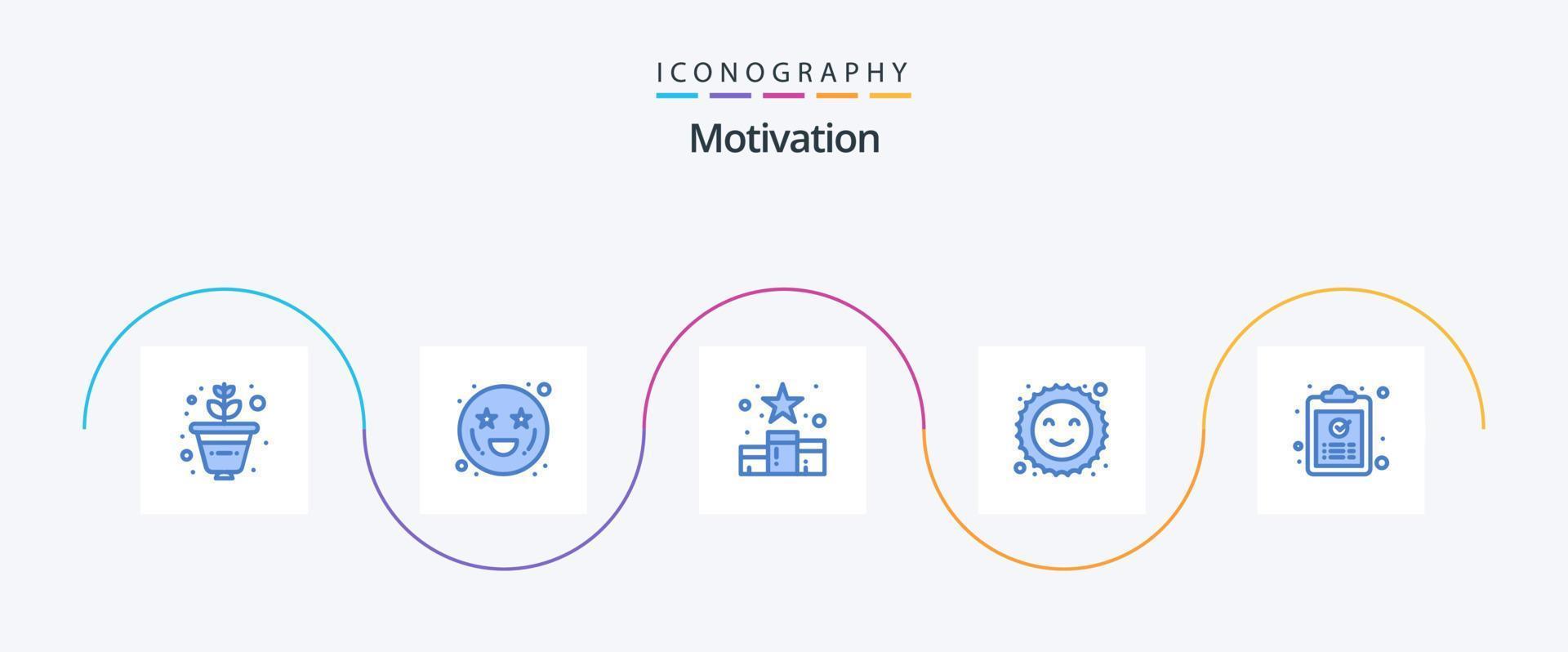 Motivation Blue 5 Icon Pack Including ok. clipboard. position. happy. cookie vector