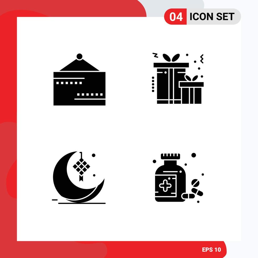 Stock Vector Icon Pack of 4 Line Signs and Symbols for board decoration sign xmas eid Editable Vector Design Elements