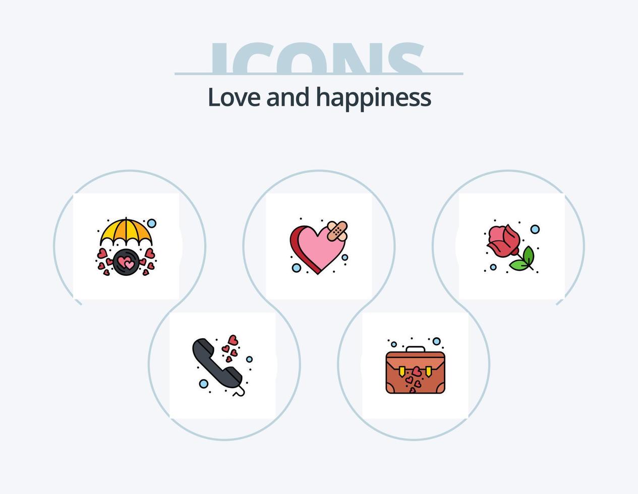 paquete de iconos llenos de línea de amor 5 diseño de iconos. amar. presente. gratitud. caja de regalo. amar vector