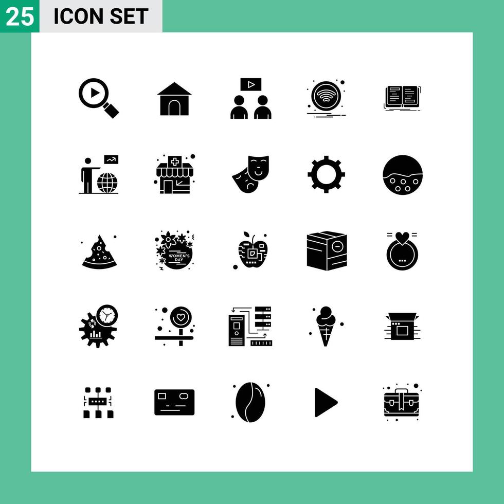 25 Creative Icons Modern Signs and Symbols of writing novel watch book wireless Editable Vector Design Elements