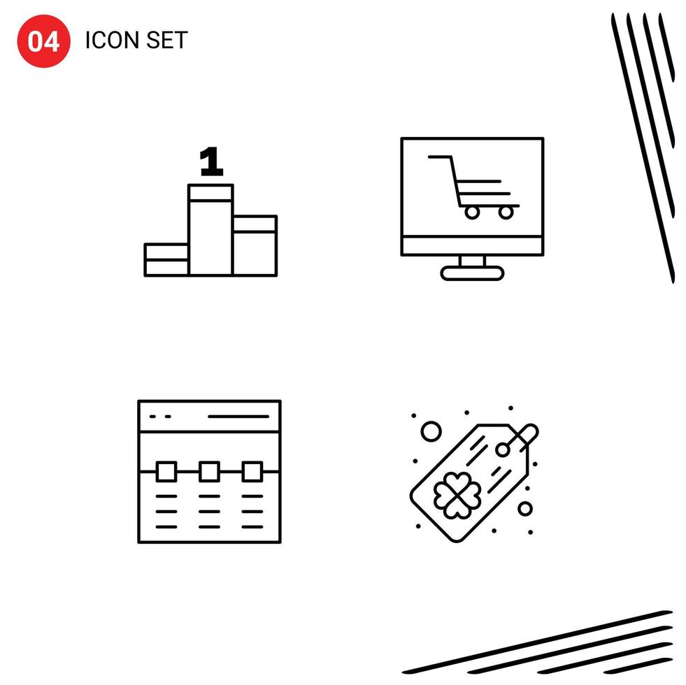 4 User Interface Line Pack of modern Signs and Symbols of position hero development startup interface Editable Vector Design Elements