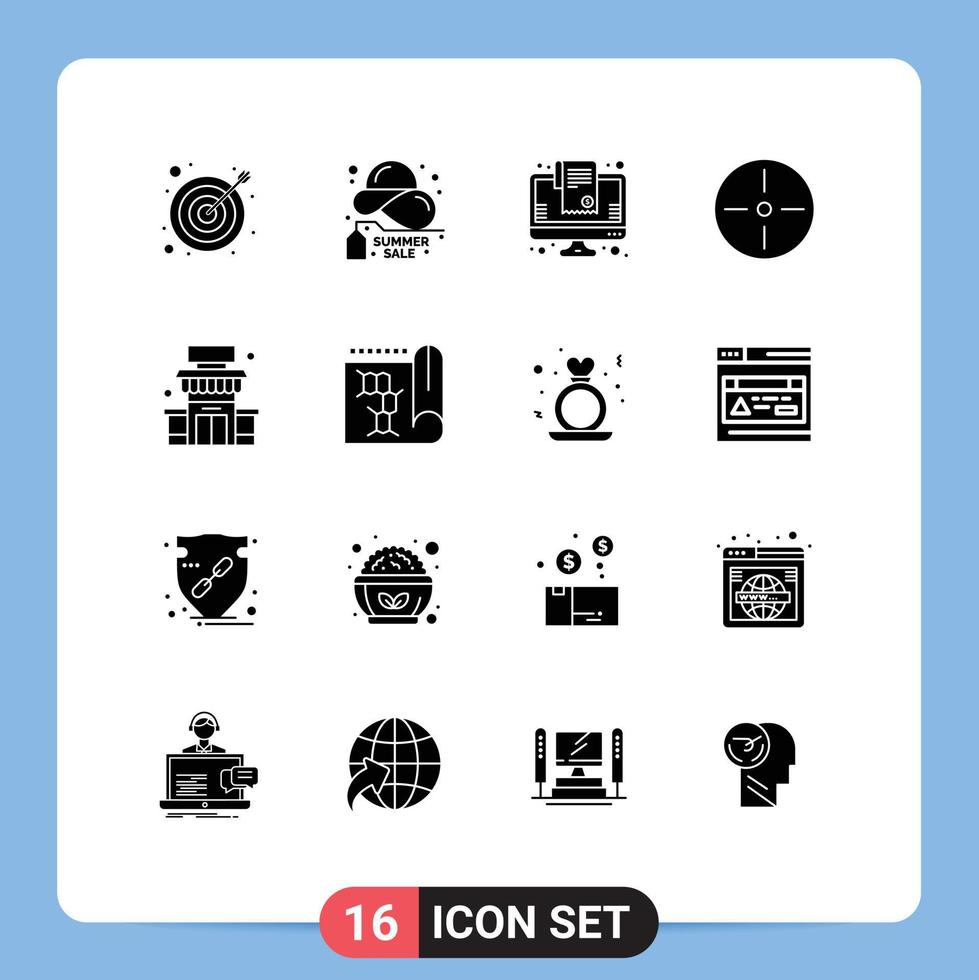 16 Universal Solid Glyphs Set for Web and Mobile Applications shop technology bill gadgets devices Editable Vector Design Elements