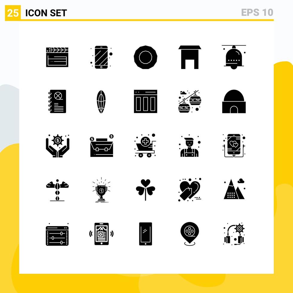 25 Creative Icons Modern Signs and Symbols of notification bell action alarm marketplace Editable Vector Design Elements