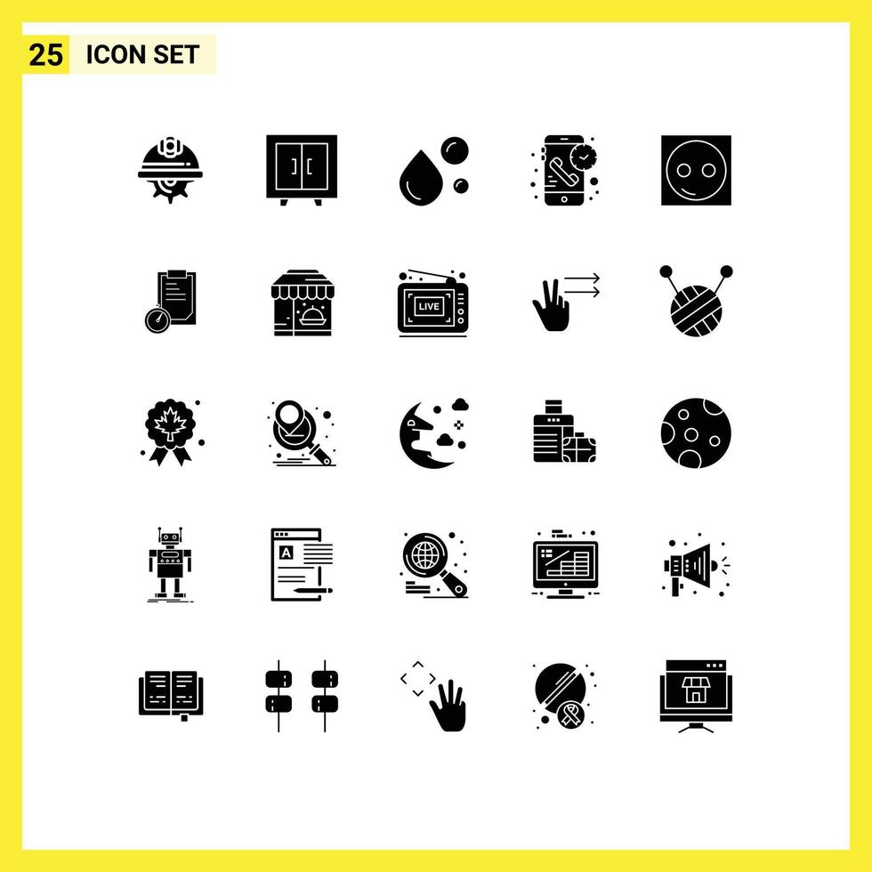 Pictogram Set of 25 Simple Solid Glyphs of receiver duration school call natural oil Editable Vector Design Elements