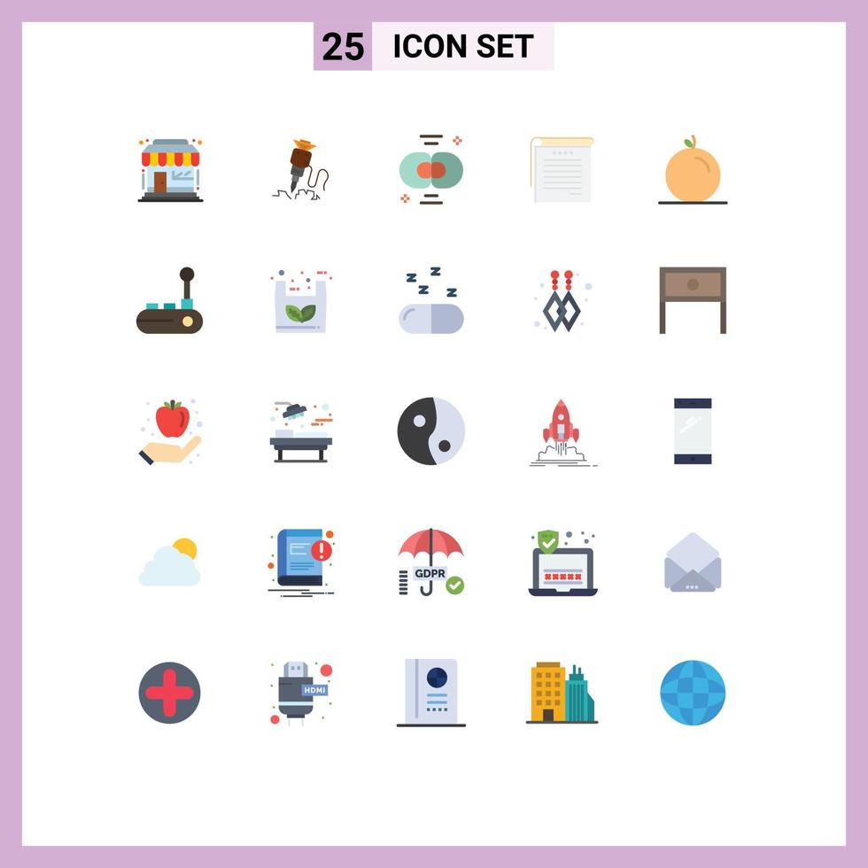 Group of 25 Modern Flat Colors Set for student notes notes tool student chemistry Editable Vector Design Elements