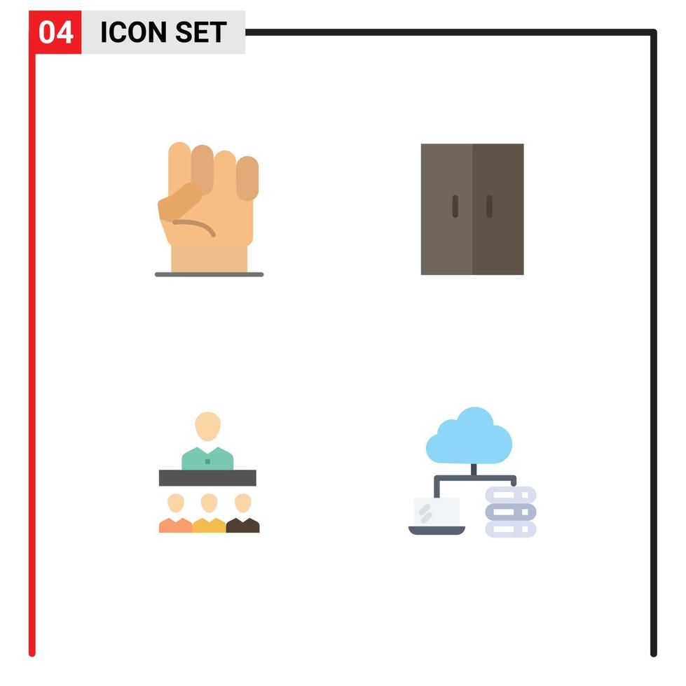 Group of 4 Modern Flat Icons Set for freedom meeting power home teamwork Editable Vector Design Elements