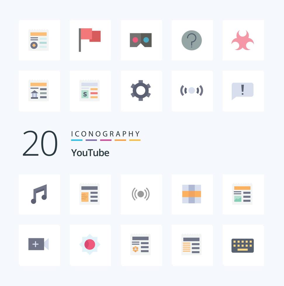 20 Youtube Flat Color icon Pack like vr 3d basic ui basic vector
