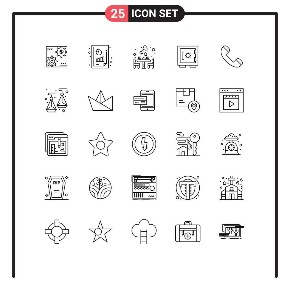 paquete de iconos de vector de stock de 25 signos y símbolos de línea para elementos de diseño de vector editables de fecha de comida de rendimiento financiero romántico de casillero
