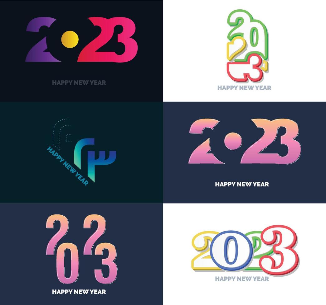 Big Collection of 2023 Happy New Year symbols Cover of business diary for 2023 with wishes vector