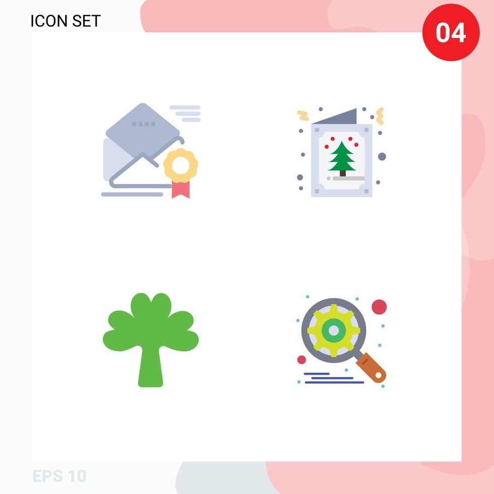 Set of 4 Commercial Flat Icons pack for email clover offer card ireland Editable Vector Design Elements