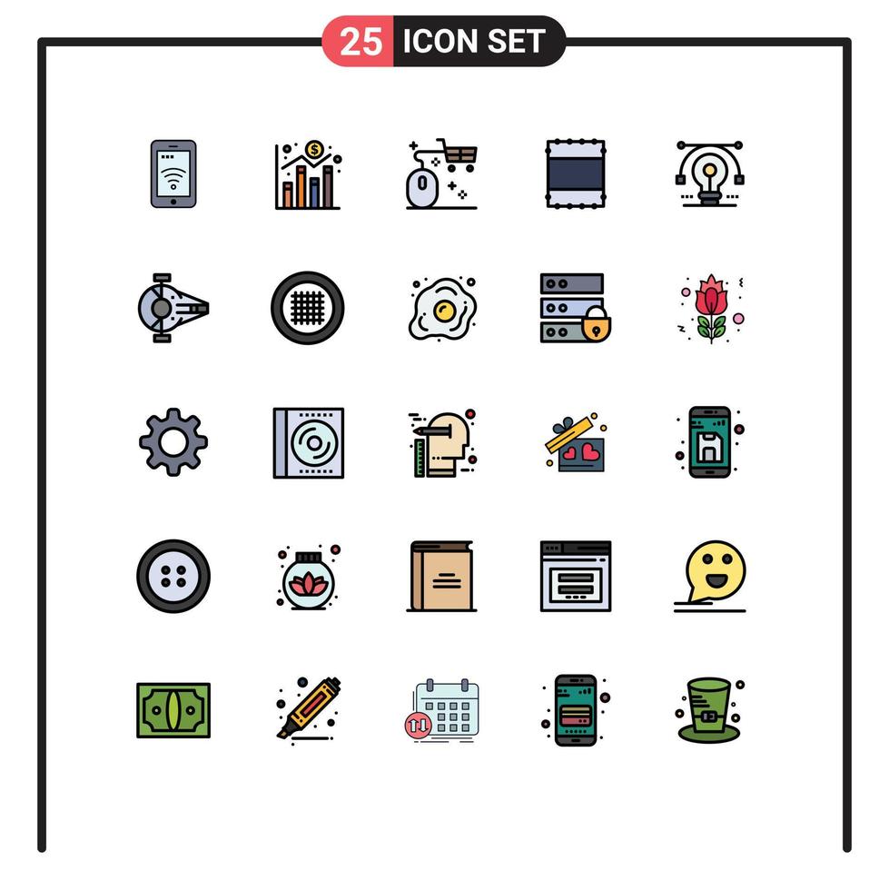 Universal Icon Symbols Group of 25 Modern Filled line Flat Colors of solution bulb basket maximize shopping Editable Vector Design Elements