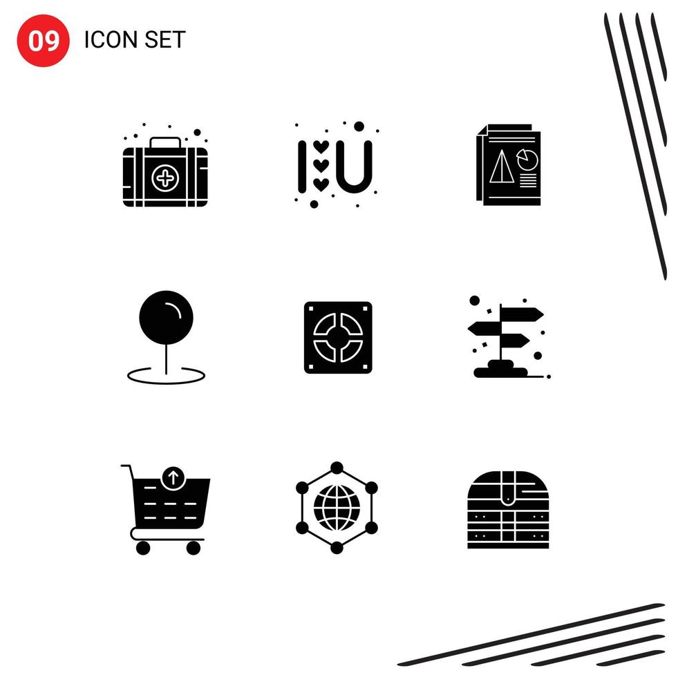 9 Universal Solid Glyph Signs Symbols of plumber extractor presentation pointer location Editable Vector Design Elements