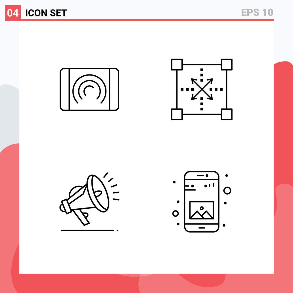 Pictogram Set of 4 Simple Filledline Flat Colors of interaction gdpr interface development speaker Editable Vector Design Elements