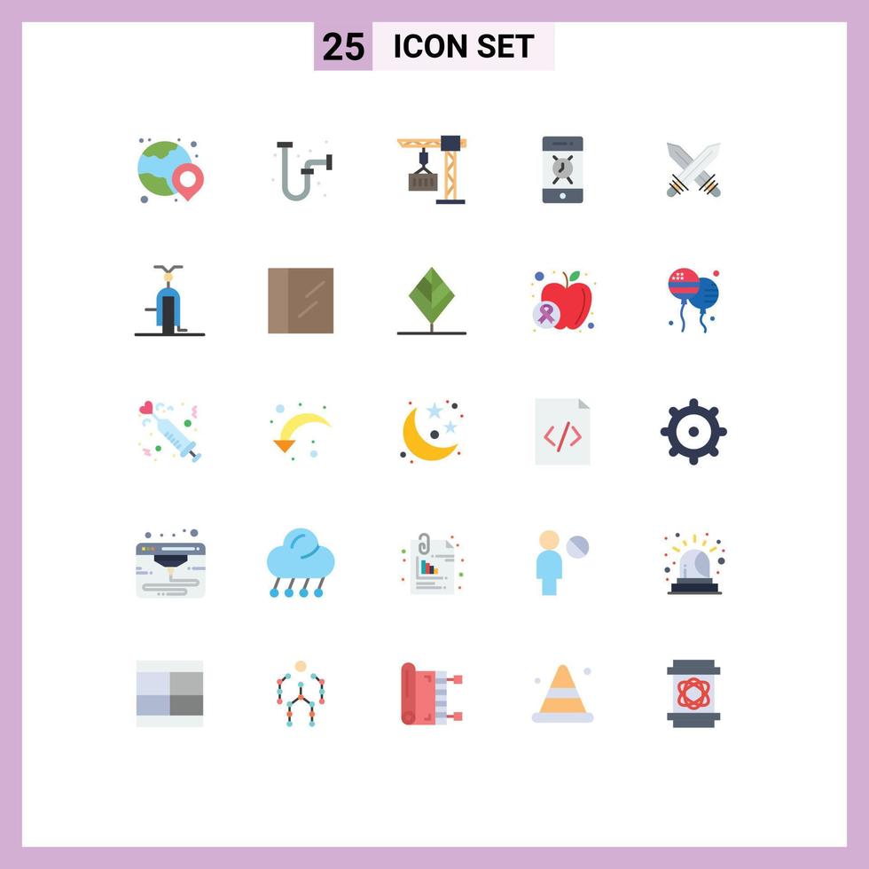Universal Icon Symbols Group of 25 Modern Flat Colors of fencing phone cargo bell alarm Editable Vector Design Elements