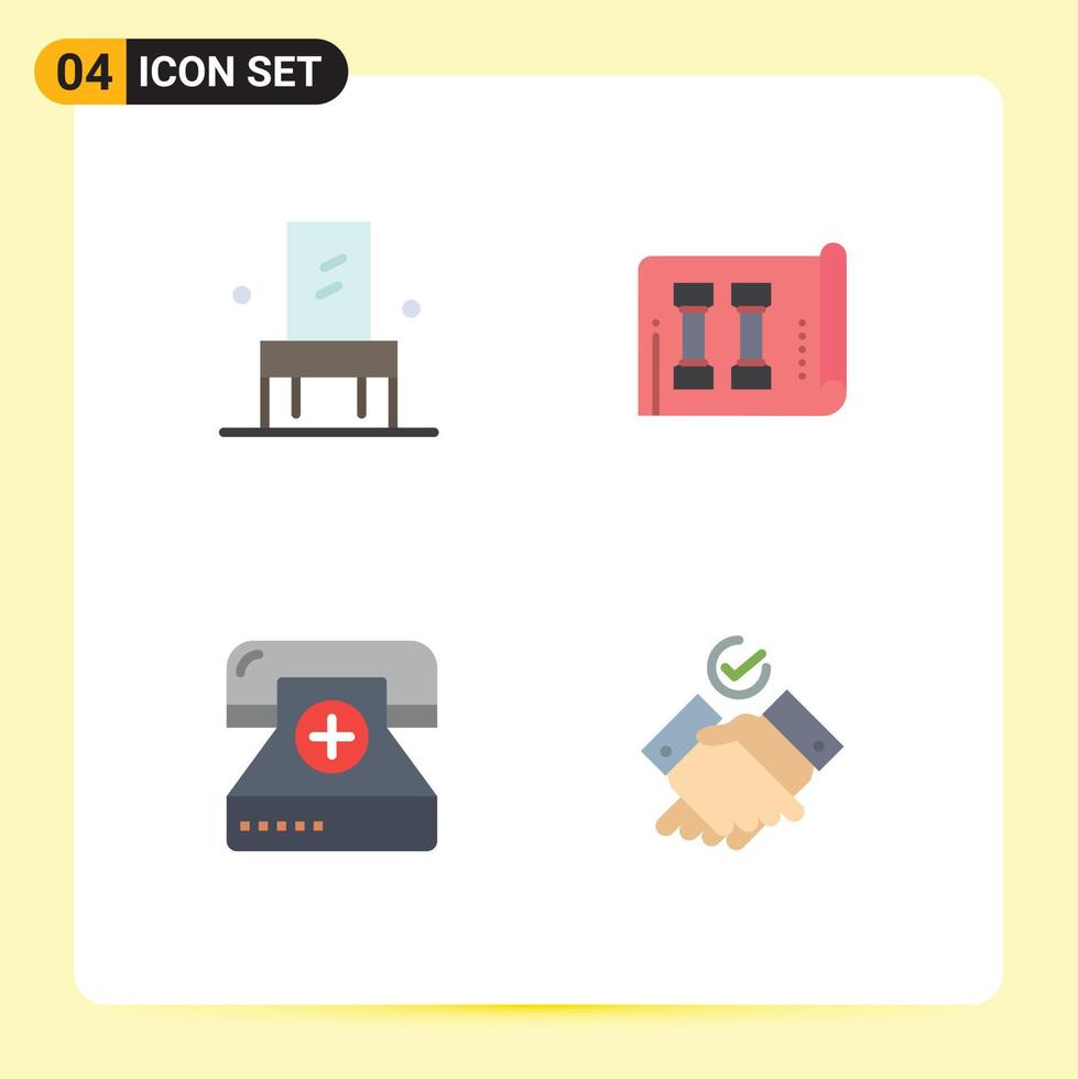 User Interface Pack of 4 Basic Flat Icons of chair disease seat inventory form Editable Vector Design Elements