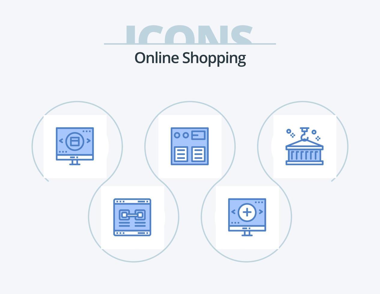Online Shopping Blue Icon Pack 5 Icon Design. pay. arrow. magnifier. valentine. search vector