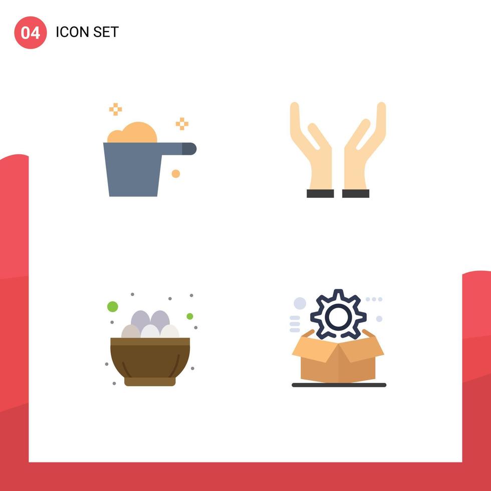 Pack of 4 Modern Flat Icons Signs and Symbols for Web Print Media such as cleaning easter housekeeping hands nest Editable Vector Design Elements