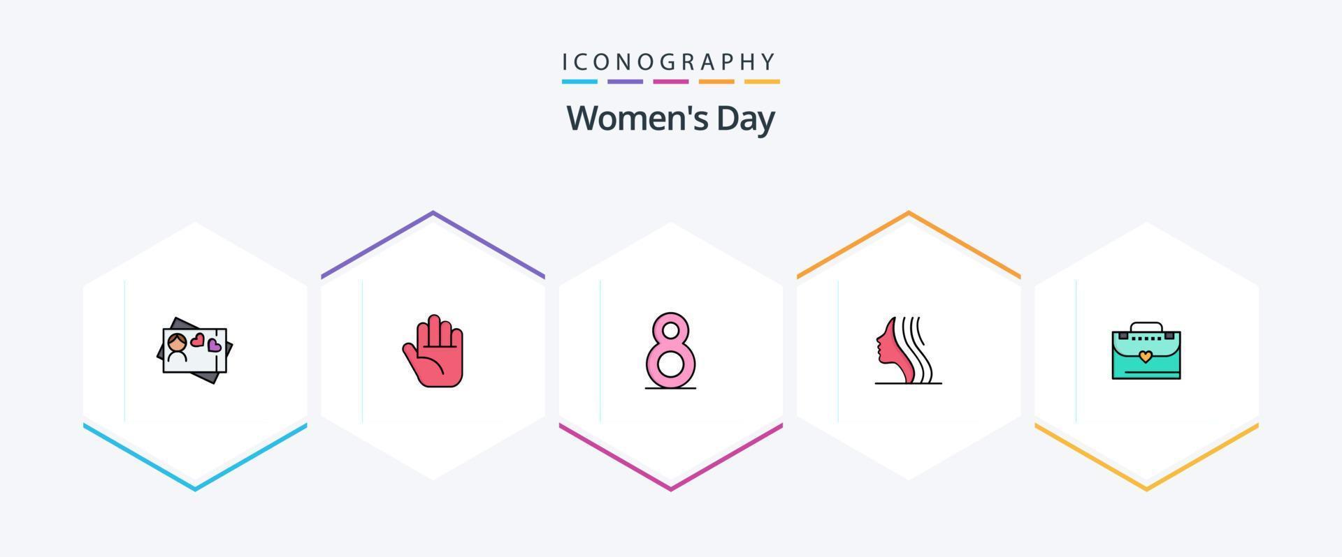 Womens Day 25 FilledLine icon pack including . women. . briefcase vector