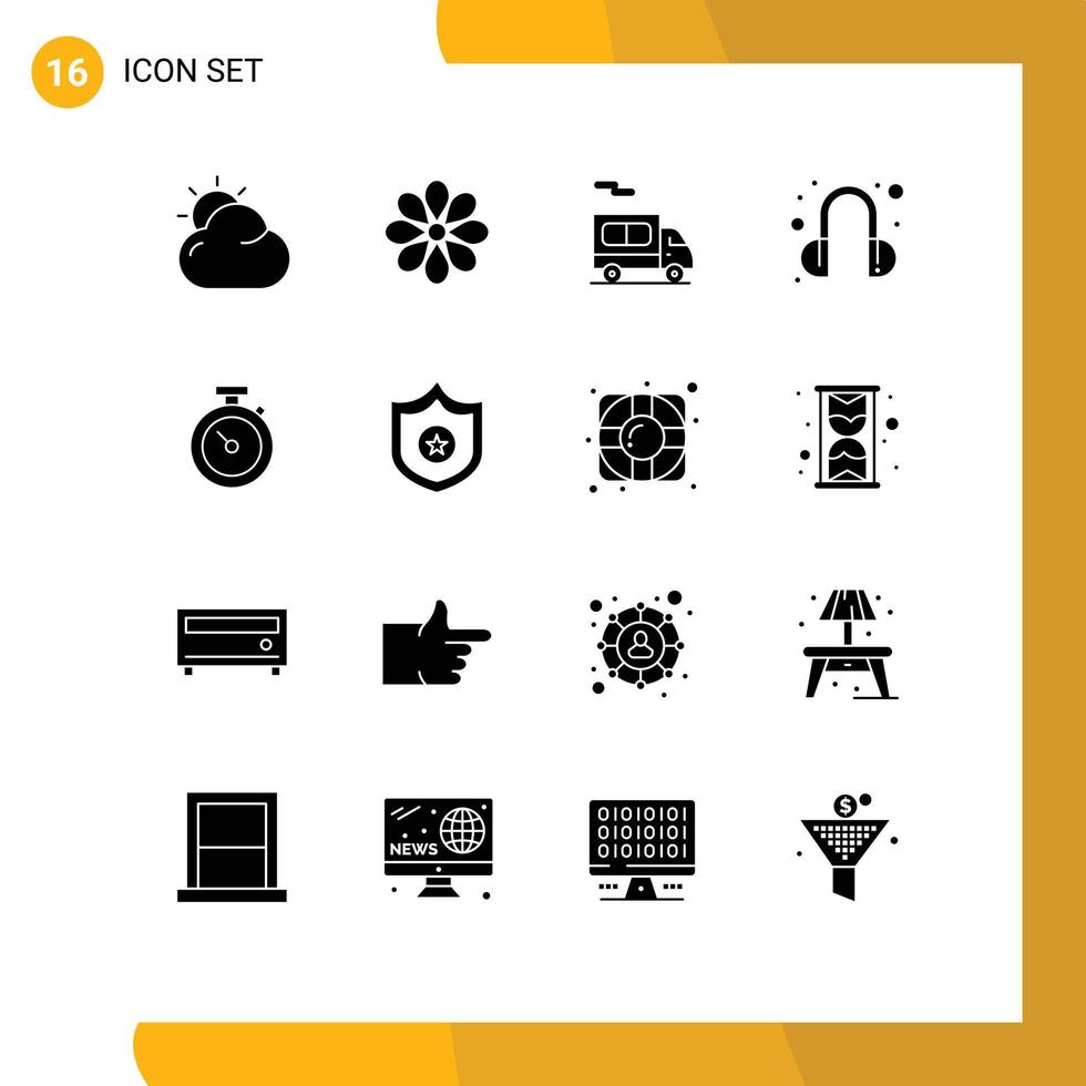 Stock Vector Icon Pack of 16 Line Signs and Symbols for watch timmer plant support headset Editable Vector Design Elements