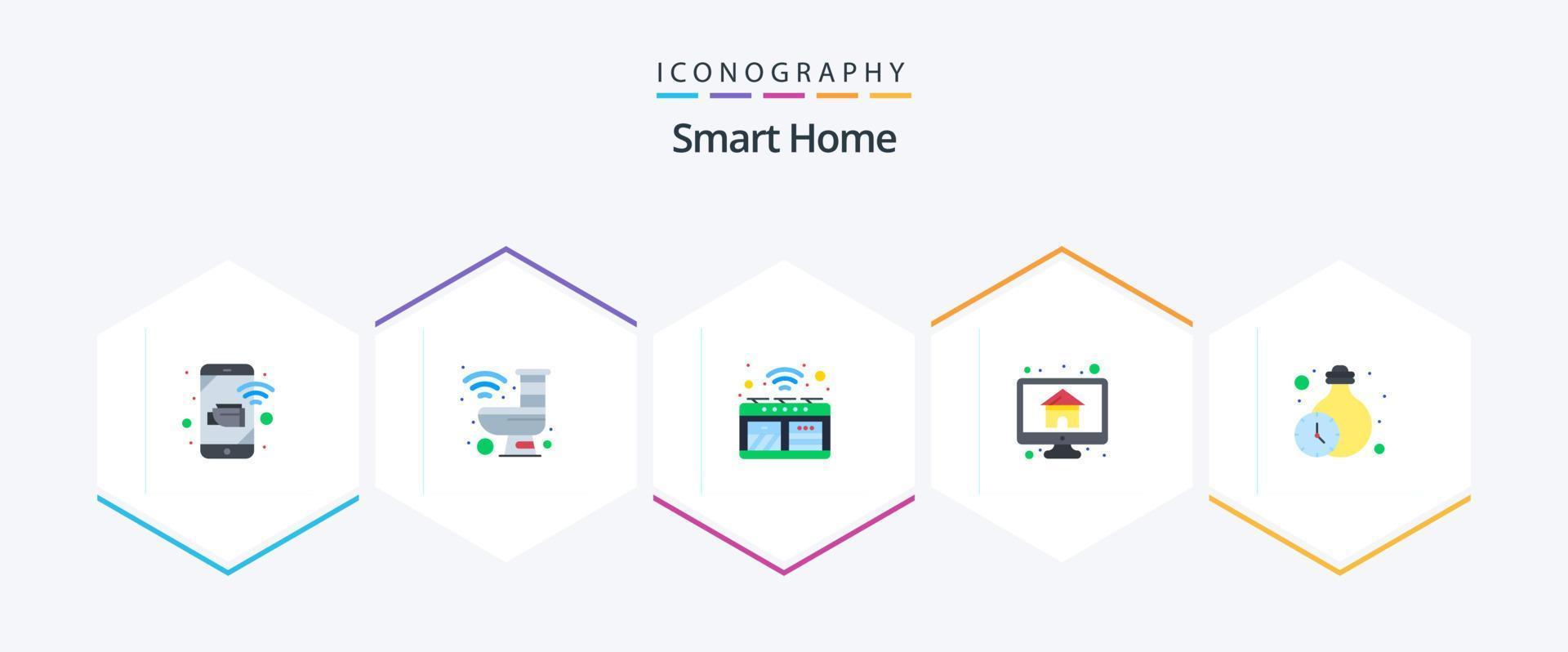 Smart Home 25 Flat icon pack including house. computer. robot. stove. smart vector