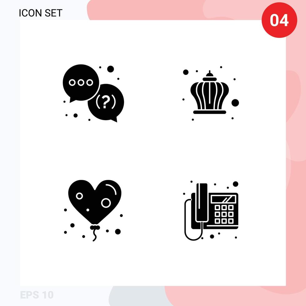 Pack of Modern Solid Glyphs Signs and Symbols for Web Print Media such as help heart support king call Editable Vector Design Elements