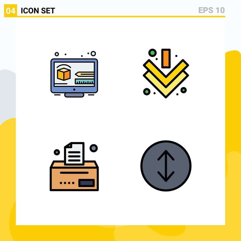 Universal Icon Symbols Group of 4 Modern Filledline Flat Colors of creative office thinking full expand Editable Vector Design Elements