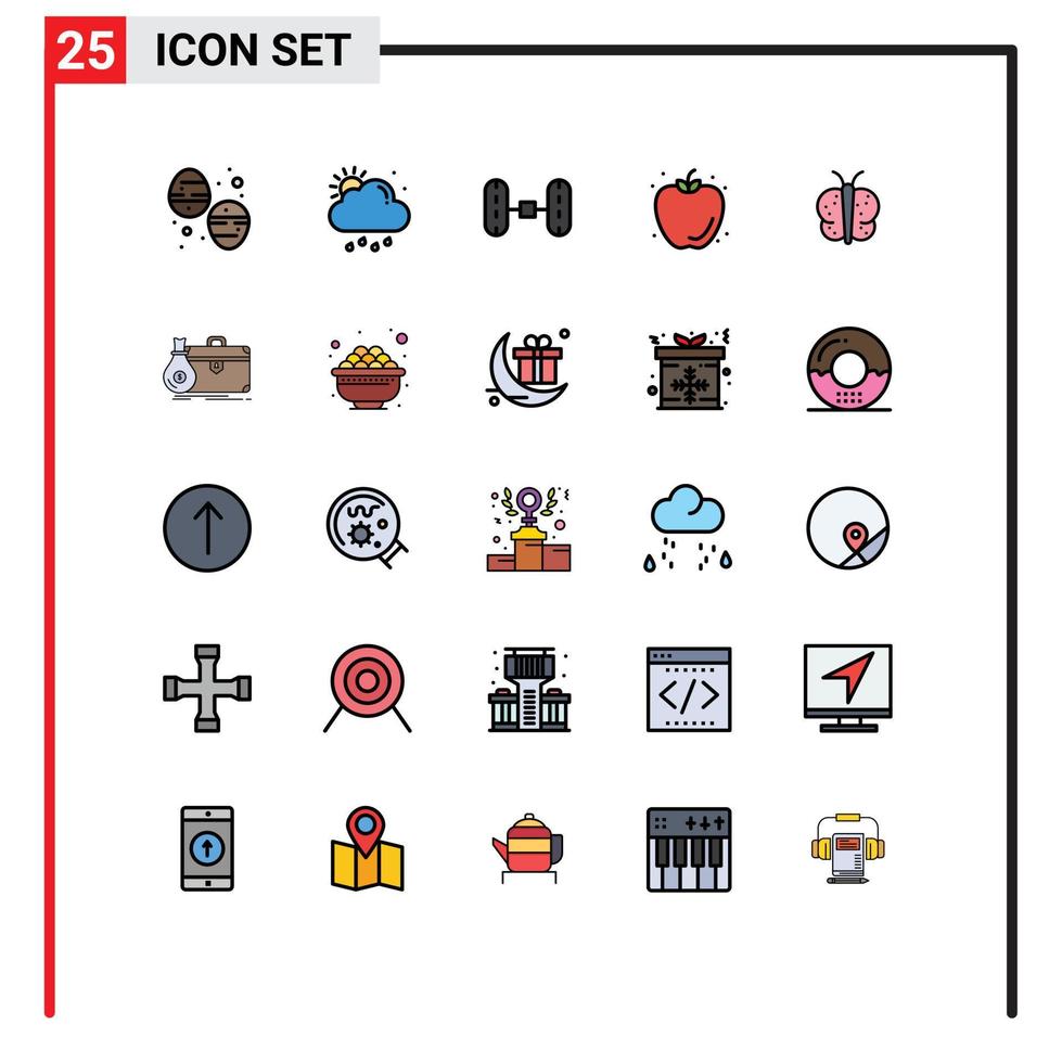 25 iconos creativos signos y símbolos modernos de alineación de ruedas de animales de pascua elementos de diseño vectorial editables de frutas de verano vector
