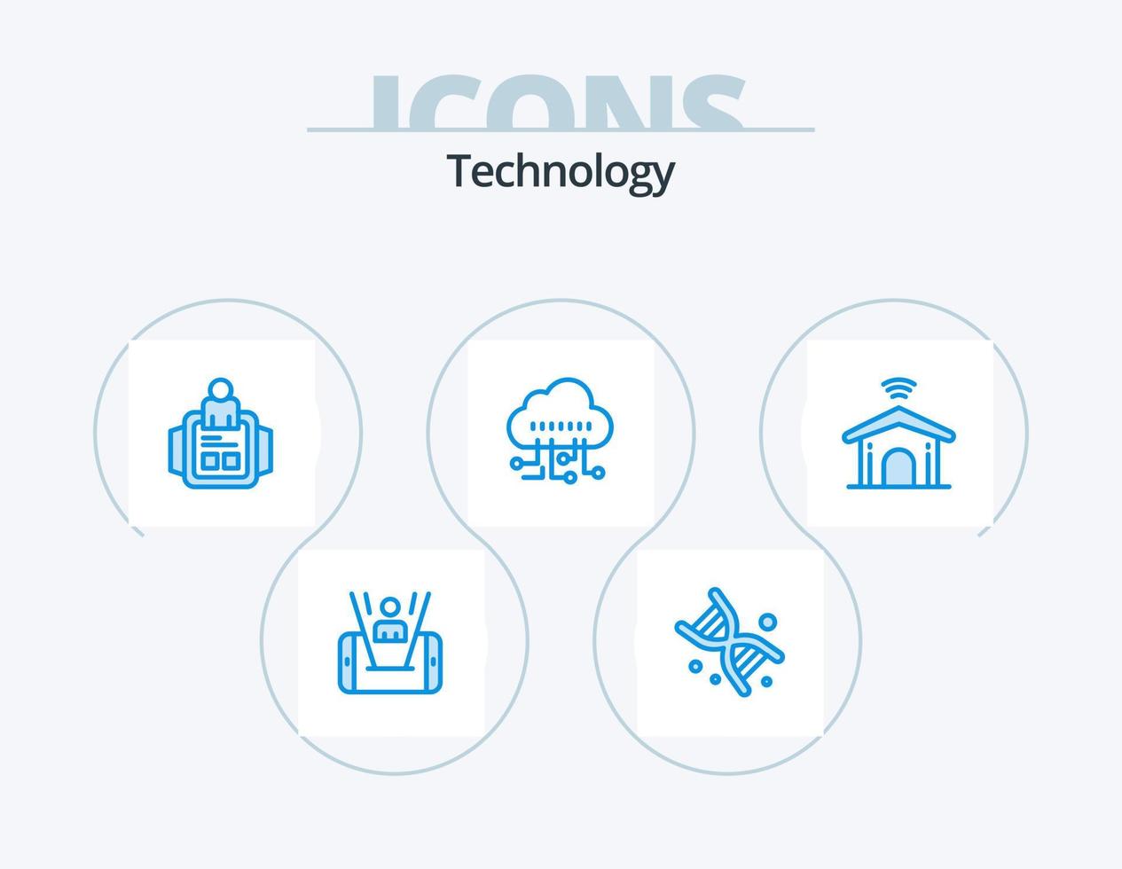 Technology Blue Icon Pack 5 Icon Design. smart. electronic. hand watch. technology. data vector