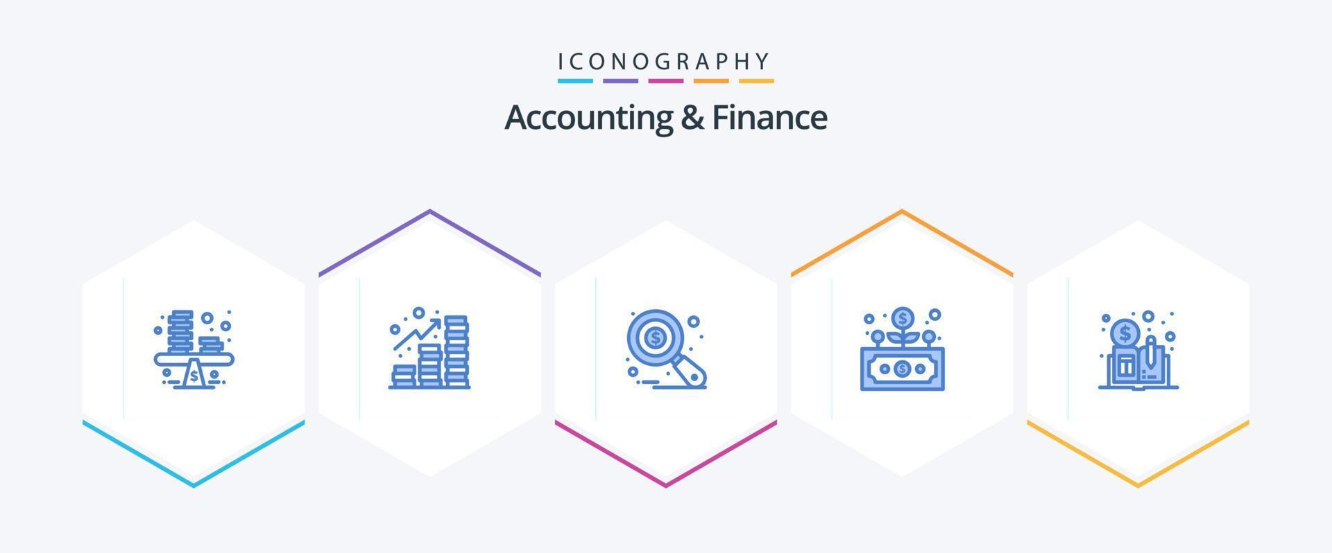 Accounting And Finance 25 Blue icon pack including cryptocurrency. finance. coins. development. tax monitoring vector