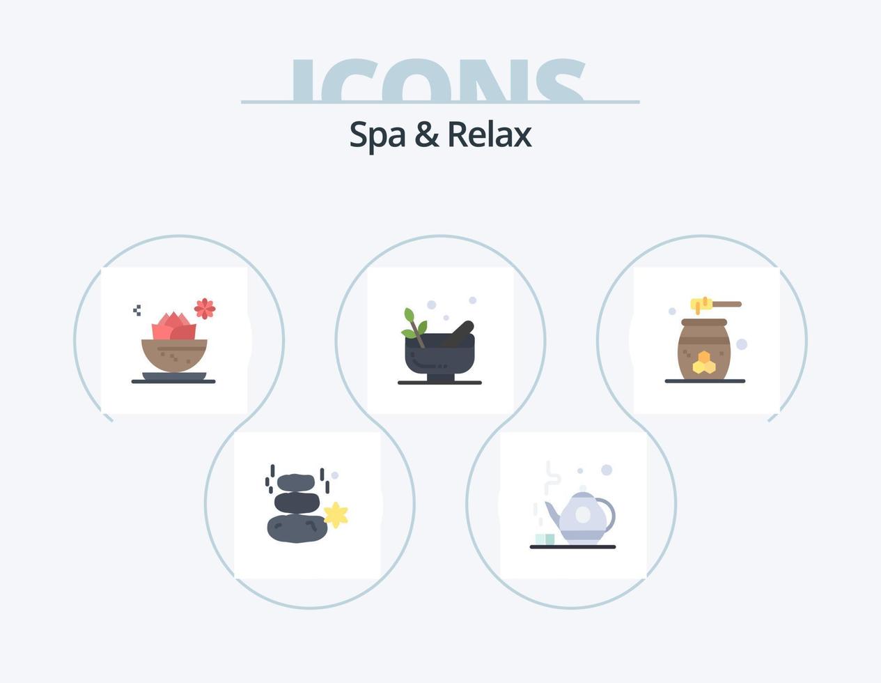 Spa And Relax Flat Icon Pack 5 Icon Design. beauty. bowl. center. mortar. bowl vector