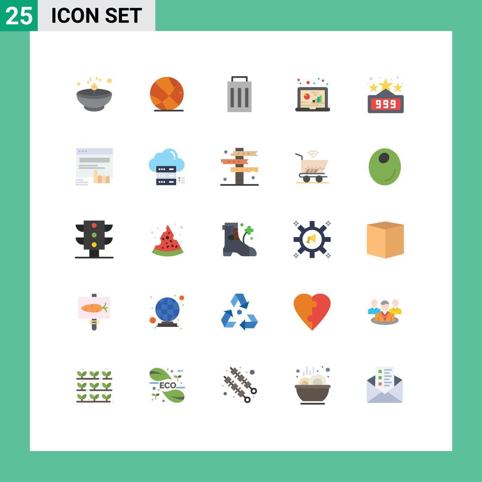 User Interface Pack of 25 Basic Flat Colors of high score data delete computer analysis Editable Vector Design Elements