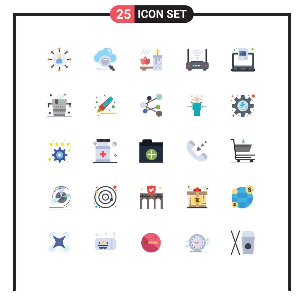 Modern Set of 25 Flat Colors Pictograph of internet wifi online router relaxation Editable Vector Design Elements