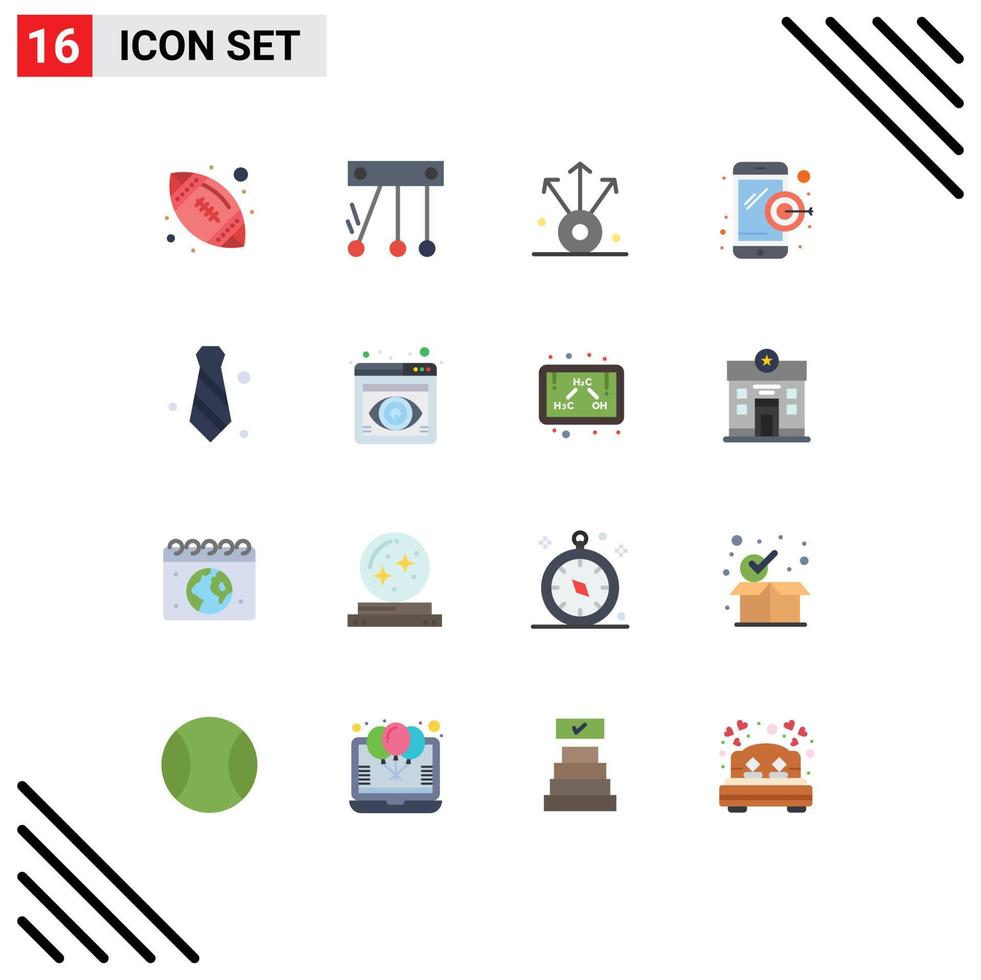 Set of 16 Vector Flat Colors on Grid for focus tie share necktie attire Editable Pack of Creative Vector Design Elements