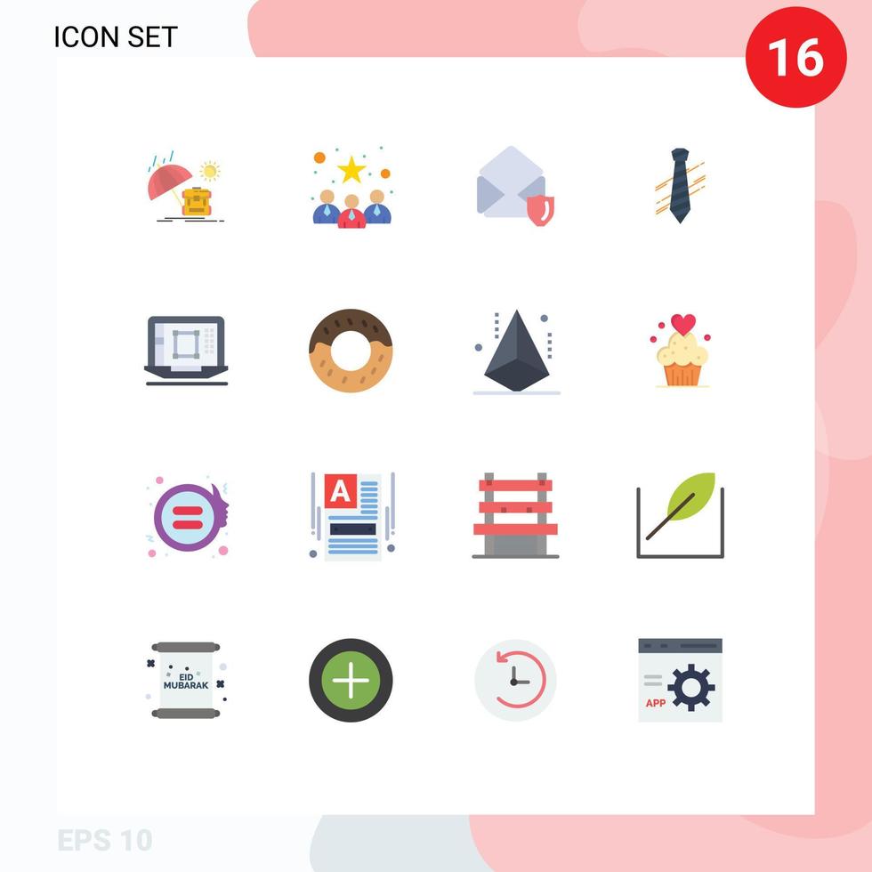 Editable Vector Line Pack of 16 Simple Flat Colors of laptop fashion gdpr dress tie Editable Pack of Creative Vector Design Elements
