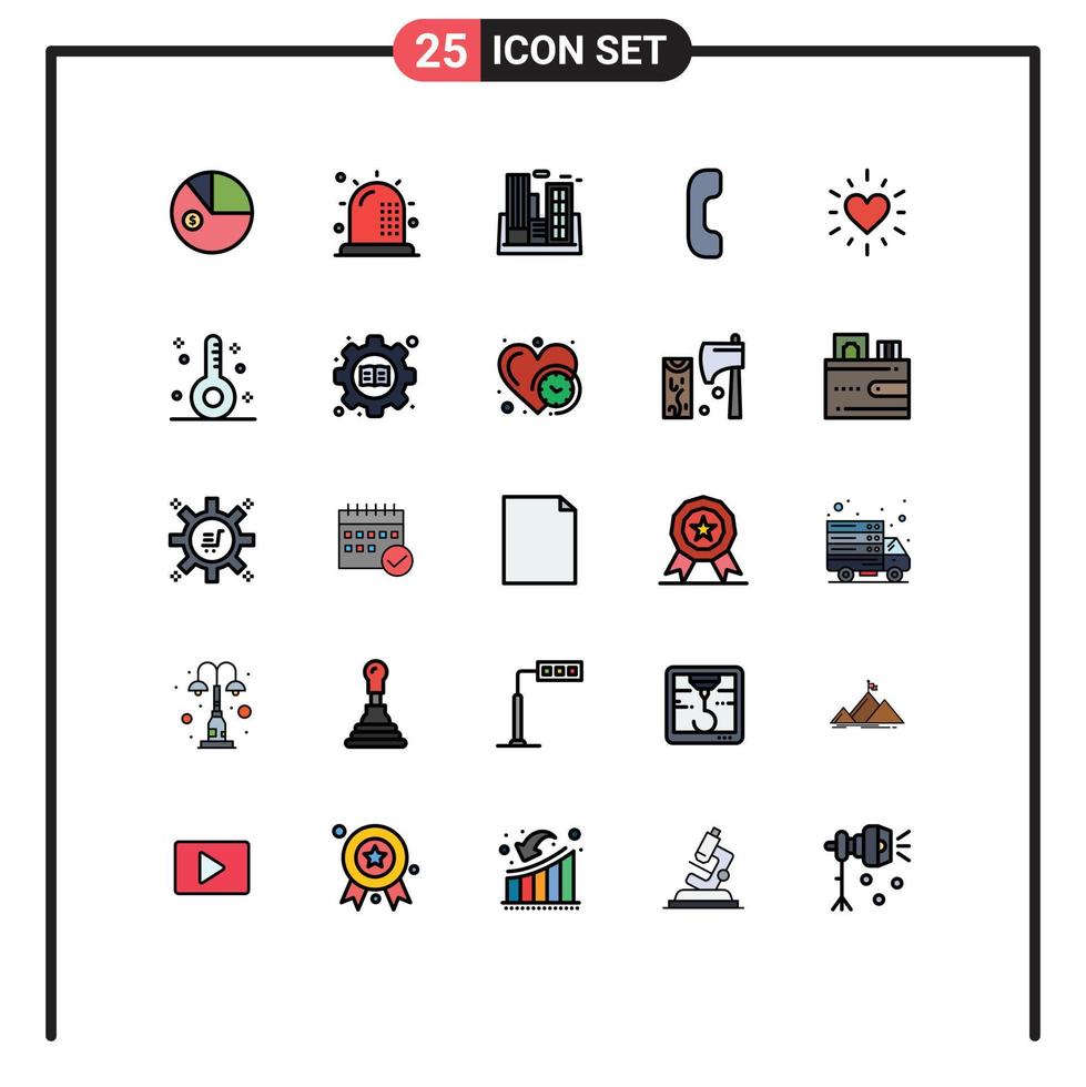 Set of 25 Modern UI Icons Symbols Signs for heart call health answer building Editable Vector Design Elements