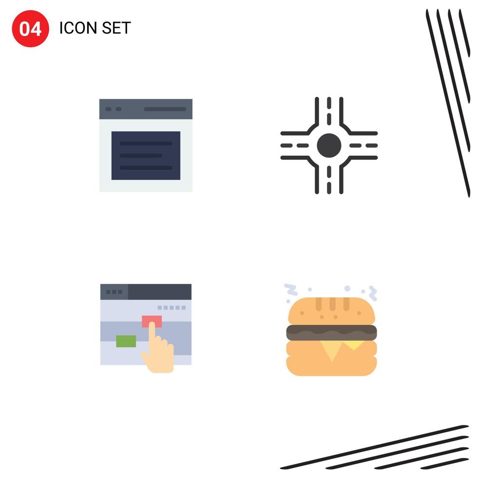 4 Universal Flat Icon Signs Symbols of communication web message click food Editable Vector Design Elements