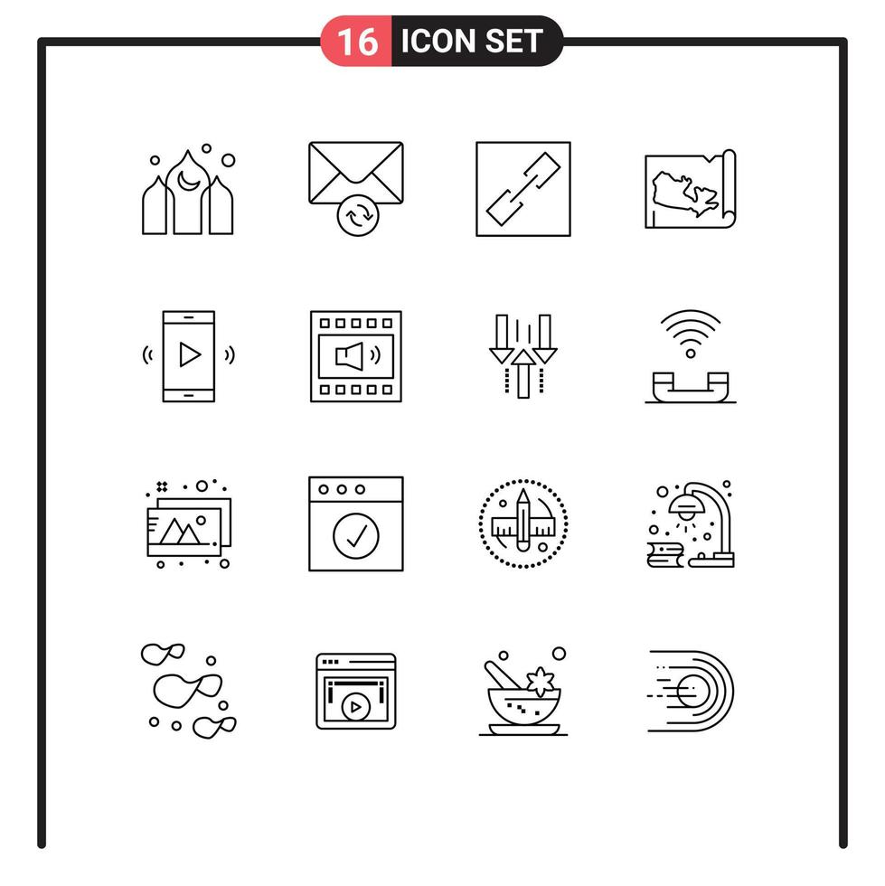 paquete de iconos vectoriales de stock de 16 signos de línea y símbolos para volumen volumen abierto conectar altavoz canadá elementos de diseño vectorial editables vector