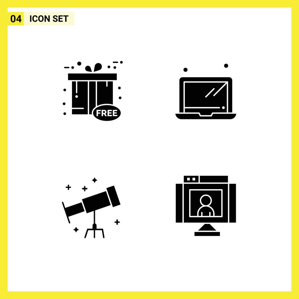 Stock Vector Icon Pack of Line Signs and Symbols for black friday telescope gift box laptop communications Editable Vector Design Elements