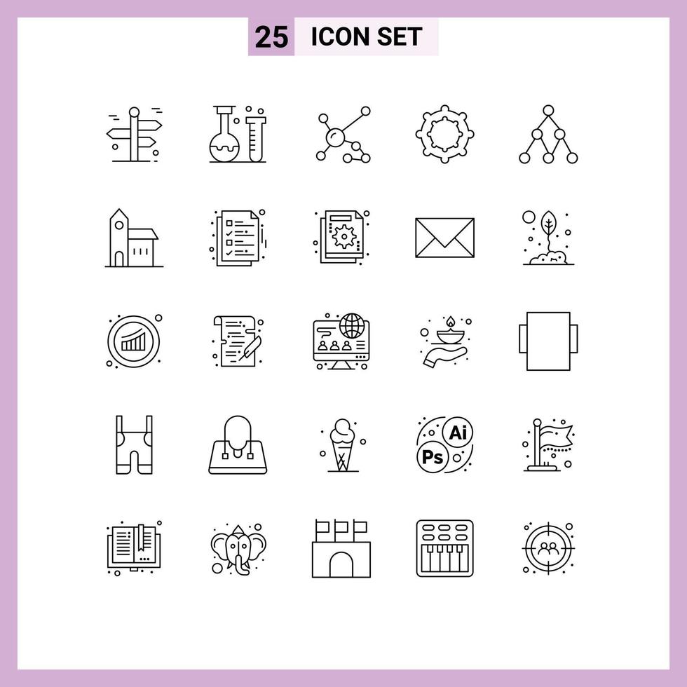 Modern Set of 25 Lines and symbols such as link baby laboratory genetic biology Editable Vector Design Elements